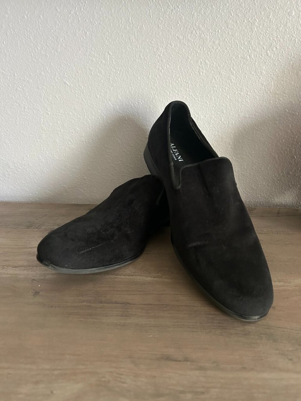 Men's Alfani Black suede slip on loafers - Size 9.5